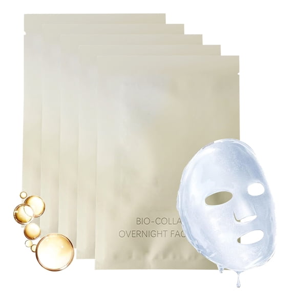 5 Pack Bio-Collagen Face Mask, Collagen Face Mask Overnight, Anti-Wrinkle Lifting Collagen Mask, Deeply Hydrates, Minimizes Pores, And Enhances Elasticity