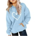 thumbnail image 2 of WQNVRNR Kids Valentine's Day Hoodie- Heart Long Sleeve Fleece-Lined Casual Sweatshirt with Pocket Light Blue Size 14, 2 of 6