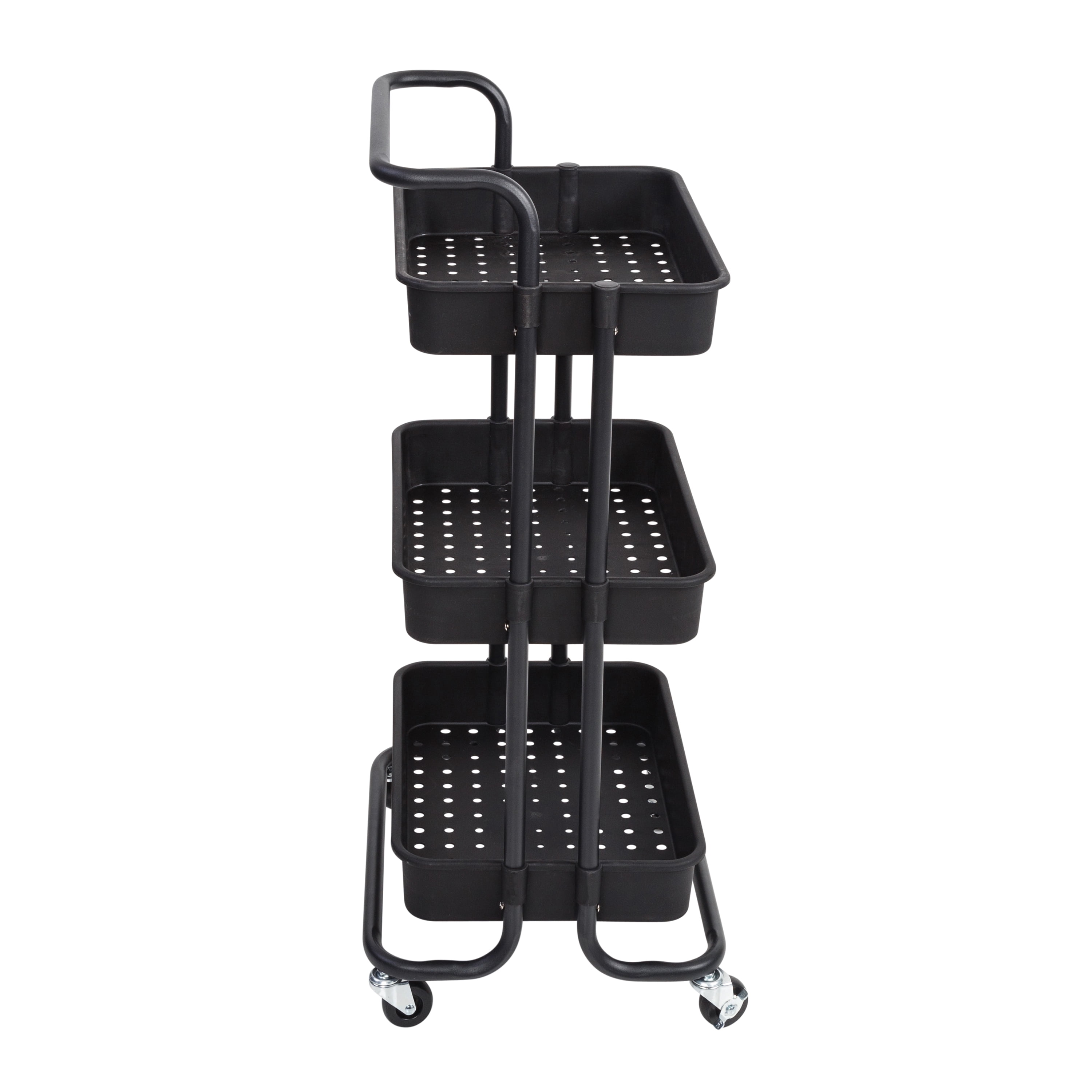 Honey Can Do, 3 Tier Rolling Craft Cart With Handle, Black