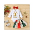 thumbnail image 2 of Seyurigaoka 3Pcs Baby Girls Christmas Outfit, Letter Print Romper + Skirt + Headband, 2 of 9
