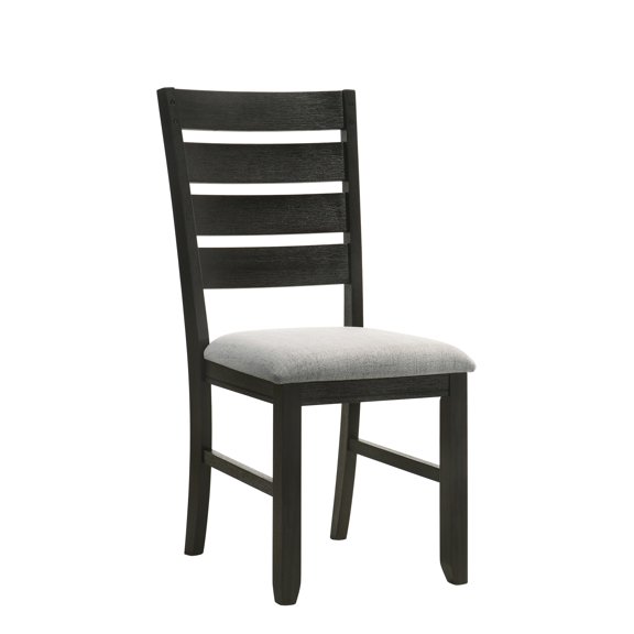 2pc Contemporary Dining Chairs, Solid Wood, Charcoal Wheat Finish, Fabric Cushion Seats For Kitchen & Wood Side Chairs Of 2, Seats,
