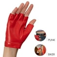 thumbnail image 4 of Skeleteen Fingerless Biker Jazz Gloves - 80s Style Gothic Red Faux Leather Punk Biker Gloves with Heart Cutout for Women and Kids, 4 of 8