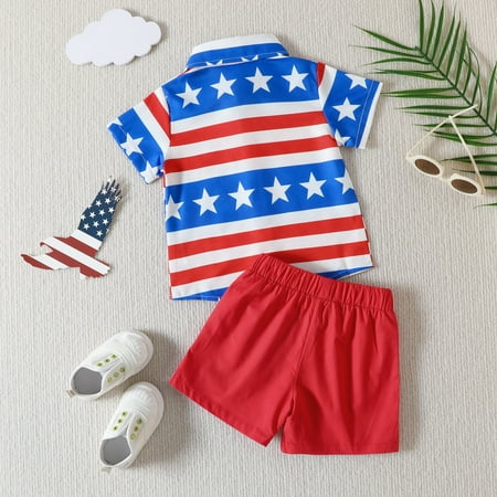 

nsendm Clothes for Baby Toddler Boys Short Sleeve Independence Day 4th Of July Star Striped Prints T Shirt Tops Baby Boy Staff Childrenscostume Red 4-5 Years