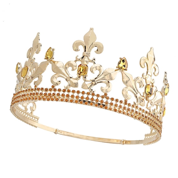 Adjustable Round Wedding King Tiara Crown Headpiece For Men Party Hair Ornaments Rhinestone Head Jewelry Accessories
