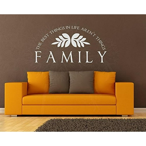 Best Things in Life, Family Vinyl Decals Wall Sticker Decor Room Art, 37x20-inch, Light Gray