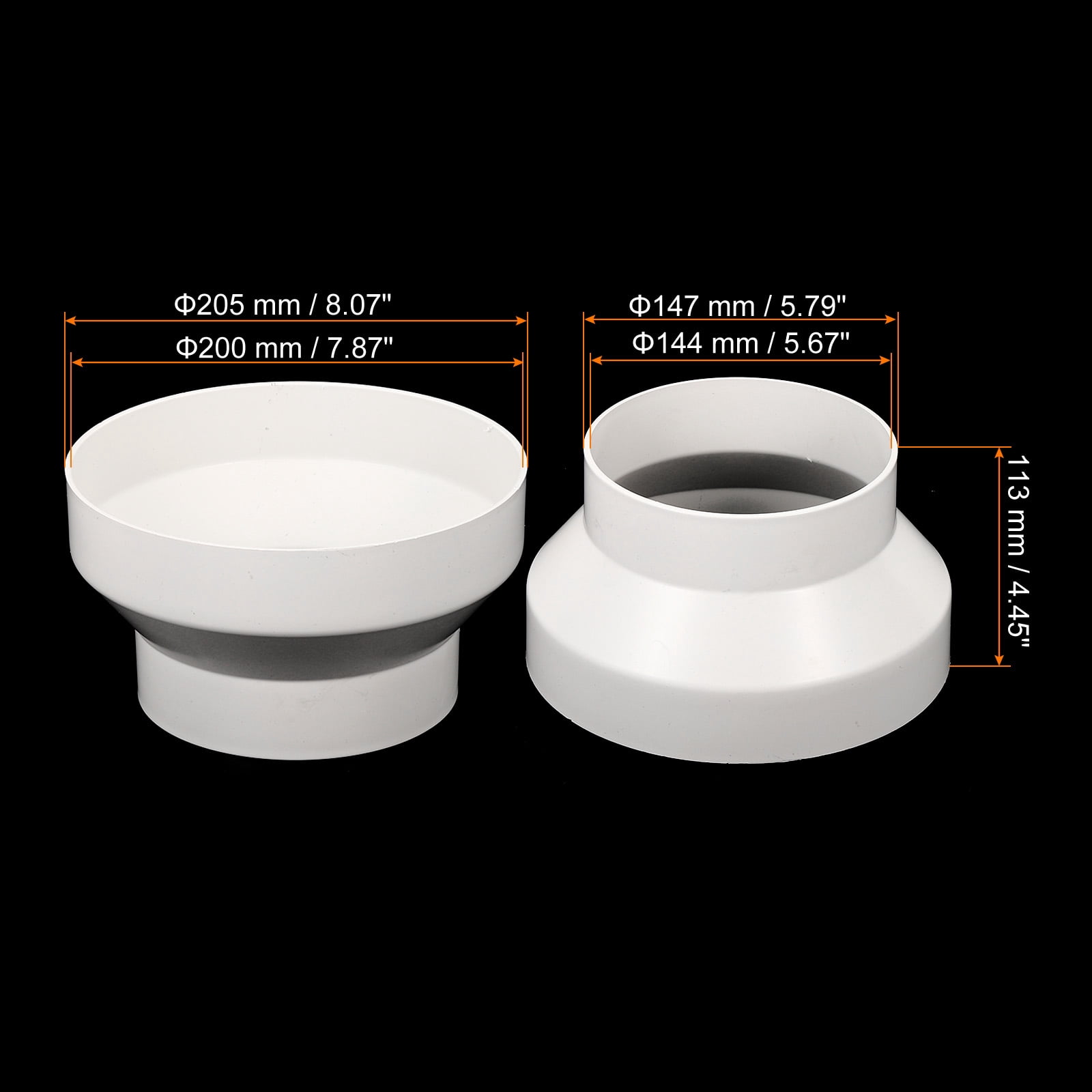 Unique Bargains ABS Ducting Airflow Tube Increaser Adapter for HVAC System White 8" to 6"