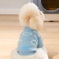 thumbnail image 3 of Winter Dog Sweater with Heart Pearl Decoration Knit Shirt Thick Puppy Cute Sweater for Small Dogs,Blue,XL, 3 of 5