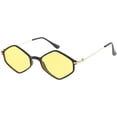 thumbnail image 2 of Geometric Hexagon Sunglasses Ultra Slim Arms Color Tinted Lens 50mm (Black Gold / Yellow), 2 of 4