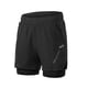 thumbnail image 4 of Pantalones cortos para correr 2 en 1 para hombre con bolsillos con cremallera, secado rápido, para hacer ejercicio, 4 of 8