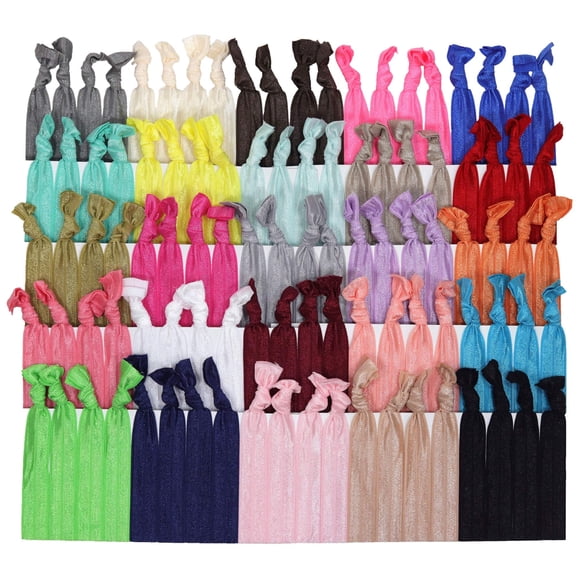 Kenz Laurenz 100 lazos para el cabello, cinta elástica sin arrugas, soportes para cola de caballo, bandas para el cabello (100 lazos para el cabello, sólidos)