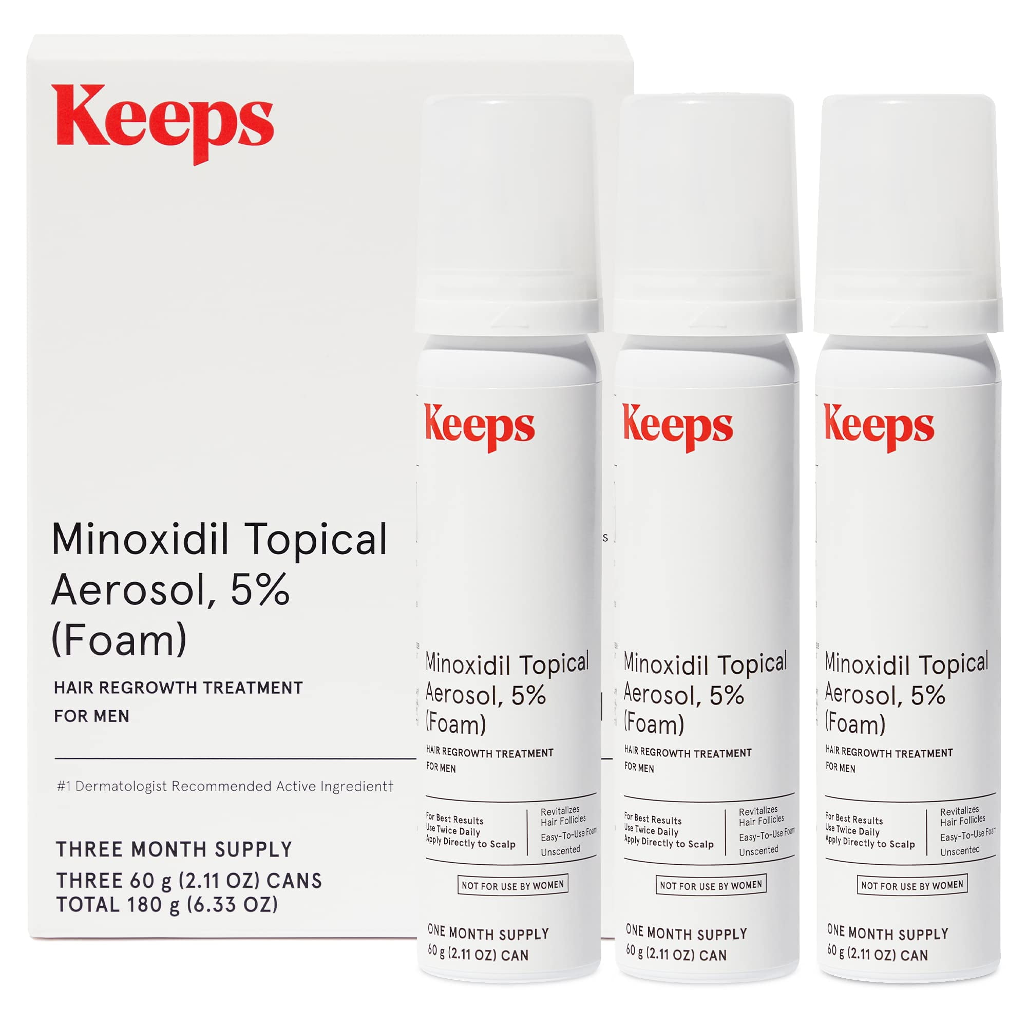 Keeps Minoxidil for Men Topical Hair Loss Aerosol Foam 5%, Hair Growth Treatment