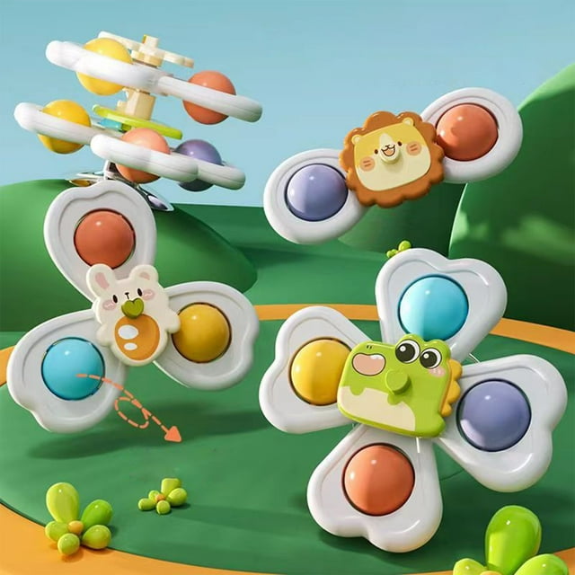 Cameland Suction Cup Spinning Toy Set Rotating Educational Toy Smooths Spinners Bath And Table Funs Safe ABS Material