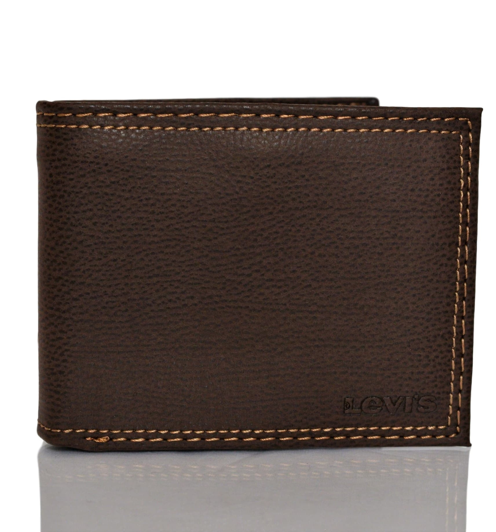 Levi's Traveler Men's Bifold Leather Wallet With Interior Zipper