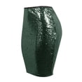 thumbnail image 4 of vigerkar Glitter Sequin Skirt for Women High Waist Stretch Bodycon Skirts Concert Party Sparkly Knee Length Wrap Midi Skirt (Dark Green, XL), 4 of 5