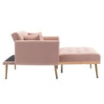 thumbnail image 3 of MOONMISS Velvet Upholstered Tufted Chaise Lounge Sleeper Sofa Chair with Rose Golden Feet-Pink, 3 of 5