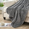 thumbnail image 5 of Home Soft Things Sculpted Stripe Faux Fur Throw Blanket with Micromink Back, Luxury Soft Cozy Plush Fluffy Fuzzy Reversible Thick Warm Throw Blanket, 50x60 inches, Grey, 5 of 12
