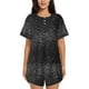 thumbnail image 1 of Fotbe Black And White Dotted Conjunto de Pijama Estampado para Mujer, 2 Piezas, Ropa de Dormir con Camiseta de Manga Corta y Shorts Suaves-Medium, 1 of 6