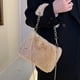 thumbnail image 1 of Bolso cuadrado de cadena para mujer, bolso de mano de felpa informal, bolso Hobo sólido, bolso de citas diarias, 1 of 7