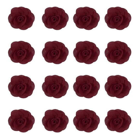 Uxcell 16 Pcs Fabric Roses, 2 Inch Lapel Pin for Men Satin Rose Artificial Flowers for DIY Crafting Accessories Sewing Wrapping Wedding Gift Decoration, Burgundy