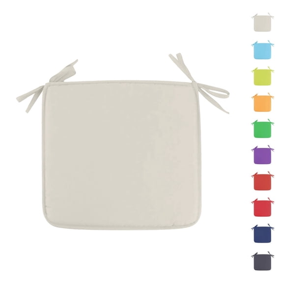 Square Tie-On Patio Seat Cushions 15.7" Chair Pads with Straps for Indoor Outdoor