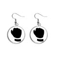 thumbnail image 1 of Make A Fist Gesture Outline Pattern Ear Dangle Silver Drop Earring Jewelry Woman, 1 of 3