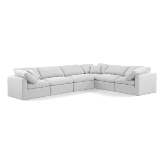 Meridian Furniture Indulge 193.5" Fabric L-Shaped Modular Sectional in White