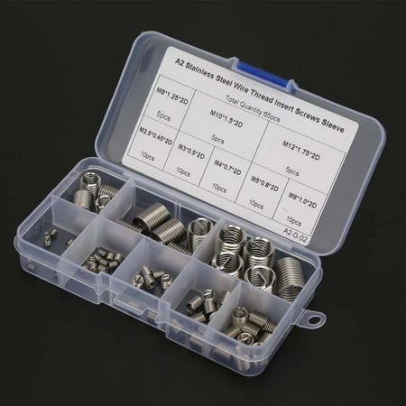 

Screw Thread Sleeve 65pcs M2.5-M12 Coiled Wire Thread Insert Stainless Steel Thread Screws Sleeve Set