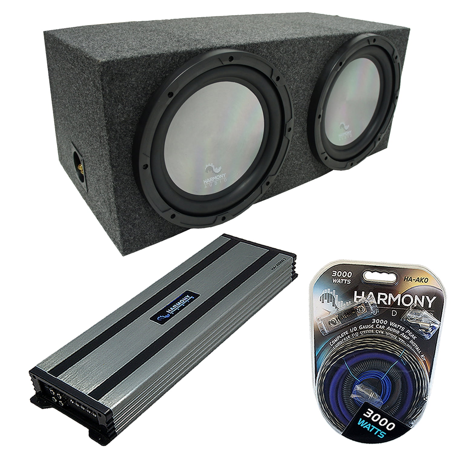 2 Harmony Audio HA-A152 Subwoofer Bundle with Dual 15 Sub Box Enclosure Universal Car Stereo Rearfire Sealed 