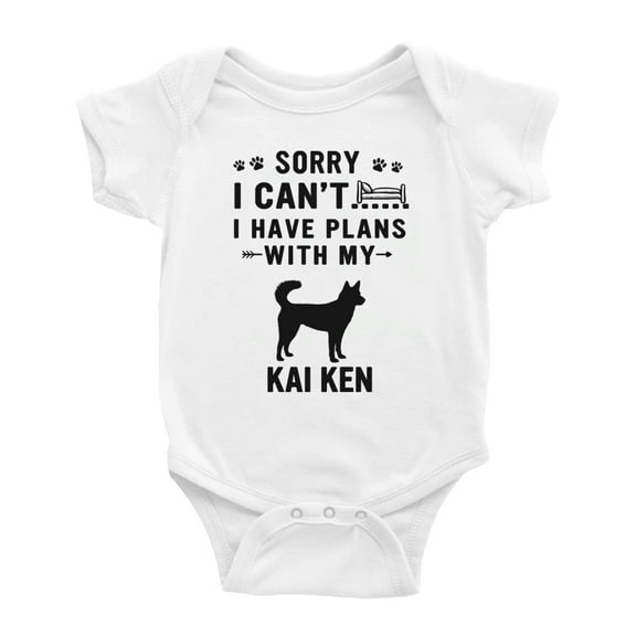 Sorry I Can't I Have Plans With My Kai Ken Love Pet Dog Funny Baby Bodysuit (White, 3-6 Months)
