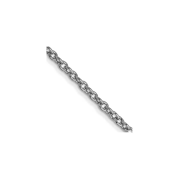 14k White Gold Polished Lobster Claw Closure 1mm Cable Chain Necklace 14 Inch Chain Necklace
