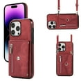thumbnail image 1 of ELEHOLD Crossbody Wallet Case For iPhone 11 Pro,with RFID Card Slots Zipper Pocket Kickstand Function Shockproof Purse Case with Detachable Shoulder Strap,Red, 1 of 7