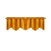 Hiroekza Elegant Fringed Window Valance Curtains Polyester Stylish Short Drapes for Home Decor Rod Pocket Window Treatments 51 x 18 Inches Yellow