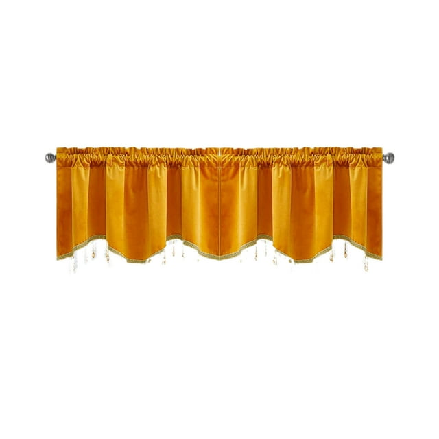 Ohufall Patterned Rod Pocket Curtain Panels Elegant Fringed Stylish Short Drapes For Living Room Home Decor Soft Curtains