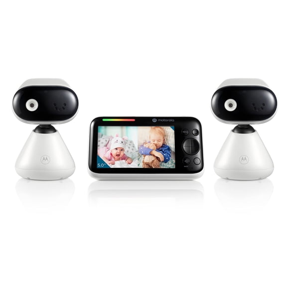 Motorola Baby PIP1500-2 - Monitor de vídeo para bebés para interiores con 2 cámaras Unidad para padres Montaje en pared Alcance de 1000 pies Audio bidireccional Monitoreo de temperatura ambiente