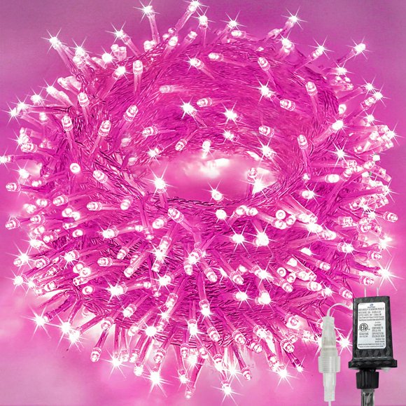 Cronómetro String Lights KAQ de 240 LED, color rosa, 27 m, impermeable, 8 modos