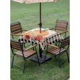 thumbnail image 3 of Outdoor Tablecloth with Umbrella Hole and Zipper, Orange Pumpkins Fall Square Table Cloth 54x54 Inch Waterproof Tablecloth, Black Plaid Autumn Floral Picnic Table Cover for Patio Camping, 3 of 7