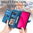 thumbnail image 3 of Phone Case for Oukitel C51, Shockproof PU Leather Wallet Case with Card Slots Anti-Scratch Stand Magnetic Flip Zipper Pocket Cover for Oukitel C51, Blue, 3 of 5