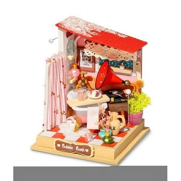 DIY Taste Life Kitchen Doll House with Furniture Children Adult Miniature Dollhouse Bubble Bath Wooden Kits Toy Gift DS