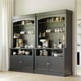 thumbnail image 7 of Homhougo Coffee Bar Cabinet with LED Lights, 72" Tall Buffet Cabinet with Storage, Farmhouse Kitchen Sideboard, Microwave Stand, Wine Rack, Glass Shelf, Kitchen & Dining Room Furniture, Black, 7 of 7