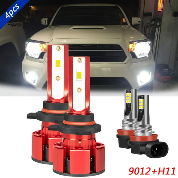 9012 High&Low Beam H11 Fog Light for Fiat 500 2012-2019 LED Headlight Bulbs 6000K White 4pcs