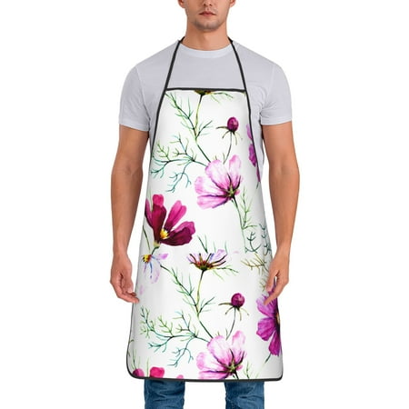 

Kitchen Aprons Pink And White Flowers Wild Flowers Apron For Cooking Painting Bbq Grilling Baking