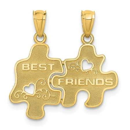 14k Yellow Gold Best Friends Puzzle Pieces Set of 2 Pendants,