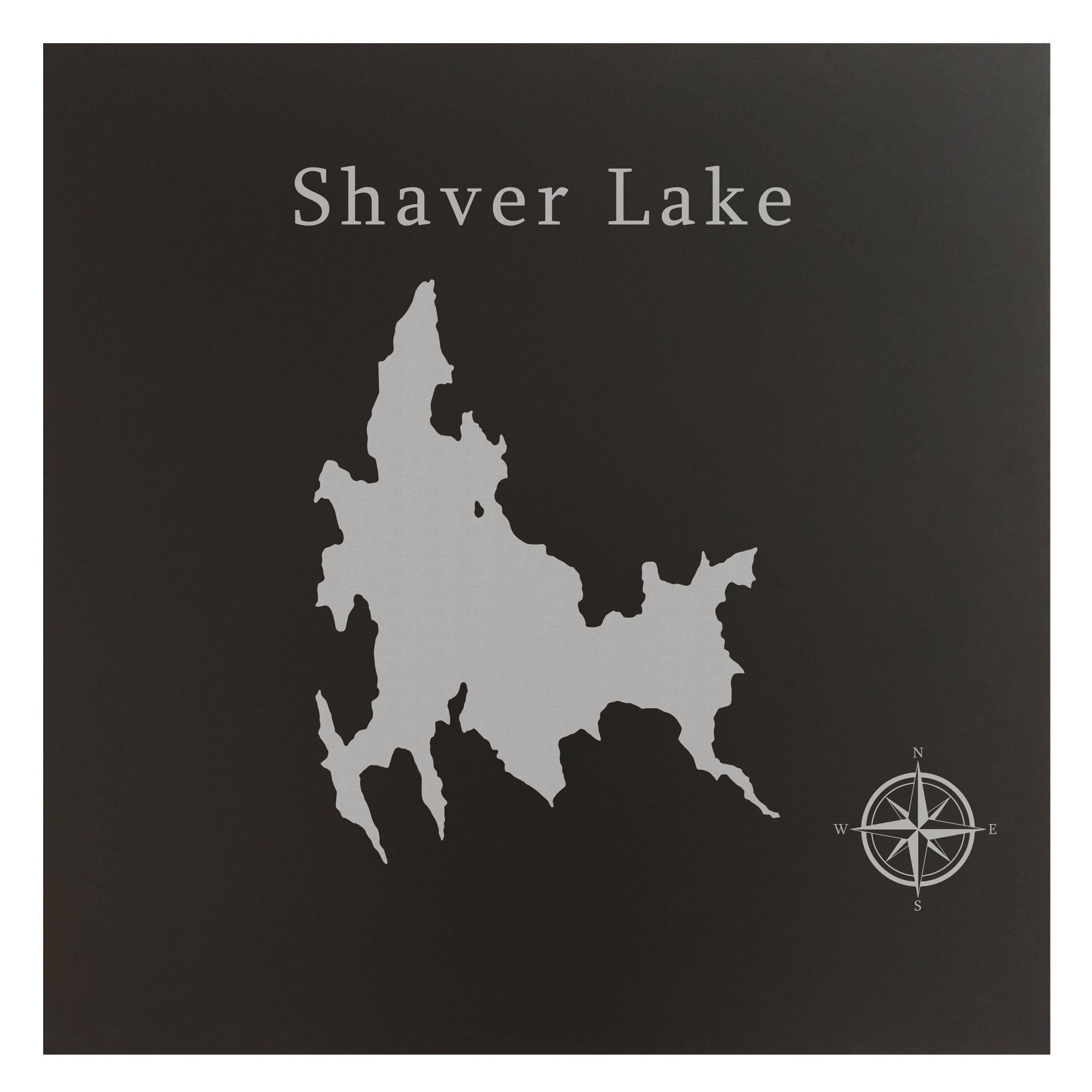 Shaver Lake Map 12x12" Black Metal Wall Art Office Decor Gift Engraved