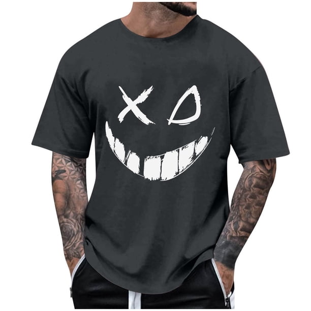Camisetas de Cuello de la Tripulación de los Hombres de Poliéster Impreso en Seco Rápido, Cuello Redondo de Corte 3D para Gimnasio, Carrera, Ciclismo Y Ocasional