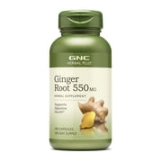 GNC Herbal Plus Ginger Root 550mg Supplement, Supports Digestive Health, 100 Servings