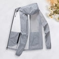 thumbnail image 2 of Men Summer Sunscreen Coat Hooded Thin Anti-UV Zipper Closure Solid Color Sunshade Long Sleeves Plus Size Fishing Men Summer Jack, 2 of 7