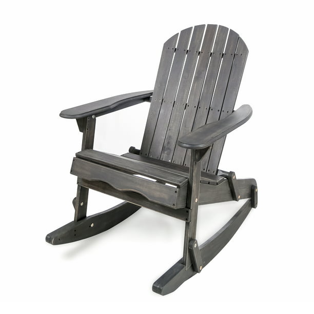Muriel Outdoor Acacia Wood Adirondack Rocking Chair, Dark