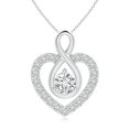 thumbnail image 1 of Angara Natural Diamond Necklace - Diamond Heart Pendant with Infinity Loop in Platinum for Women, 1 of 8