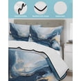 thumbnail image 4 of Quilts Twin XL Size, Navy Blue Marble Soft Comforter Bedding Set for Bed, Modern Abstract Ink Painting Lightweight Quilted Bedspread with Pillow Cover(2 Pieces) for All Season, 68x98 Inch, 4 of 6