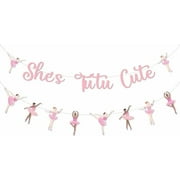 Ballerina Themed She's Tutu Cute Party Decoration for Girl’s Birthday Baby Shower, Pink She's Tutu Cute Banner Ballet Dancers Hanging Garland Dance Party Supplies Wall Decor